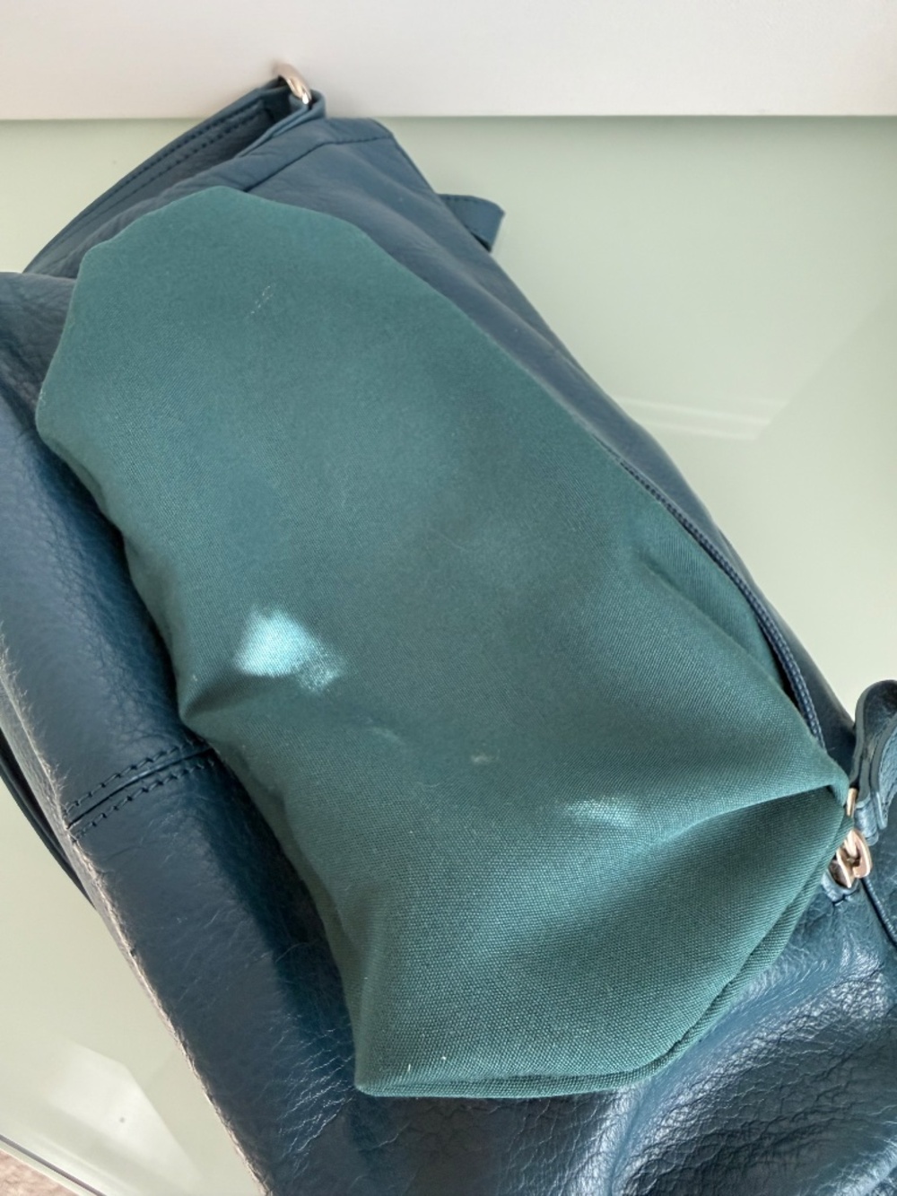 Stone & Co Turquoise Blue Leather Shoulder Bag EUC Classic Everyday Tote - Picture 12 of 16